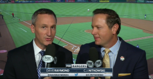 Dave Raymond and CJ Nitkowski of Fox Sports Southwest calling a game vs. the Los Angeles Angels.