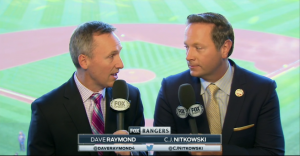 Dave Raymond and CJ Nitkowski of Fox Sports Southwest calling a game vs. the Oakland A's.